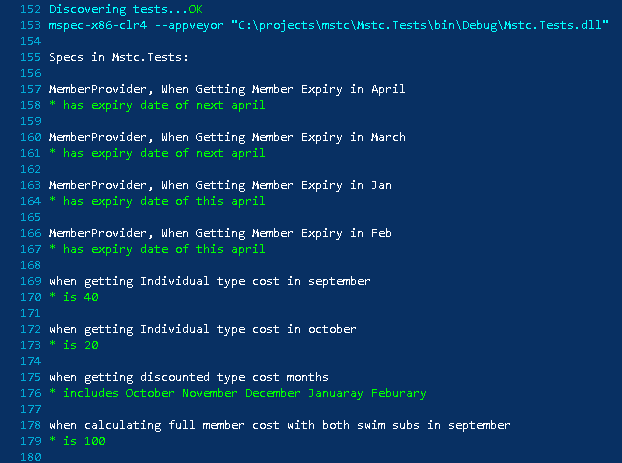 AppVeyor Test Console